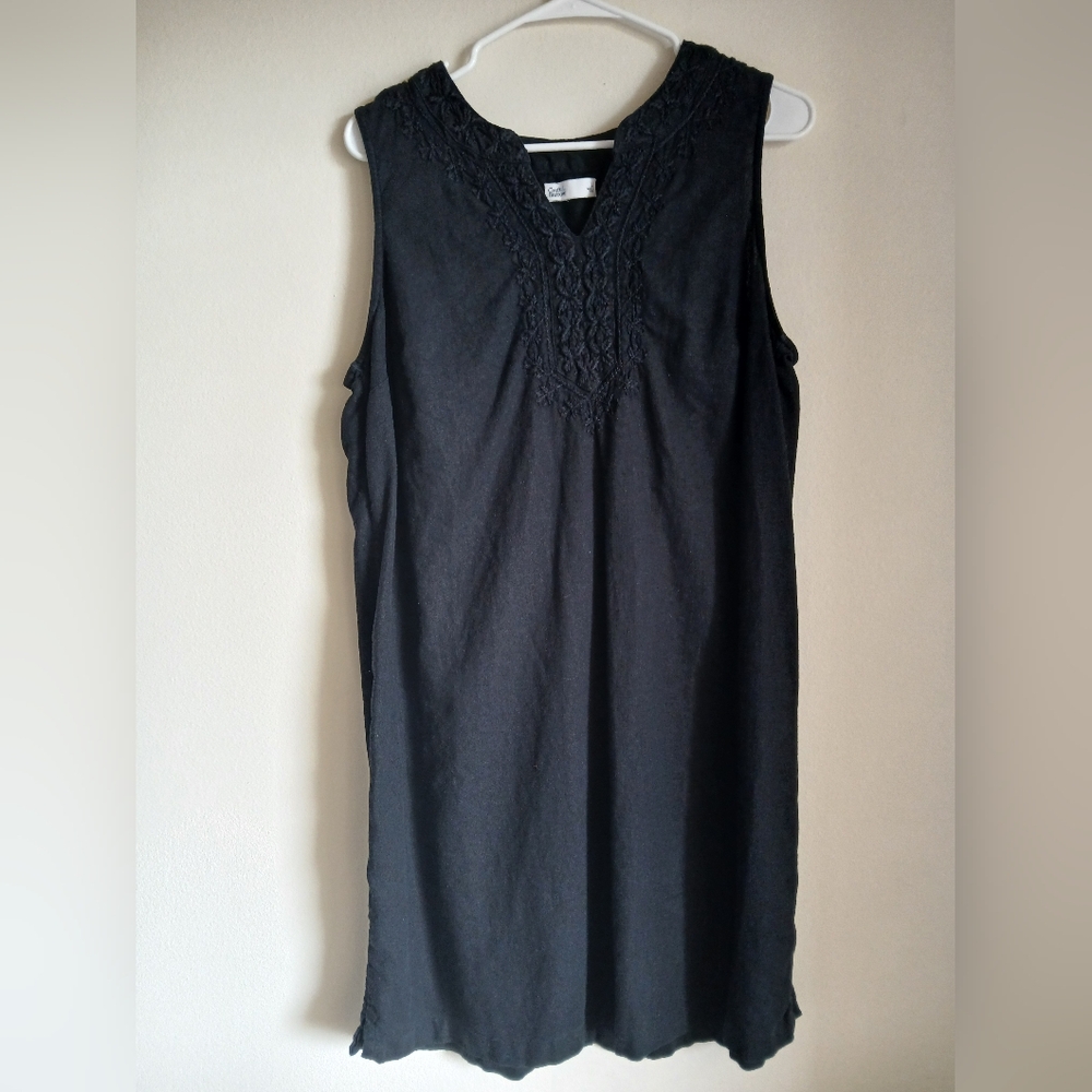 CROFT & BARROW LINEN BLEND DRESS BLACK SLEEVELESS LARGE
